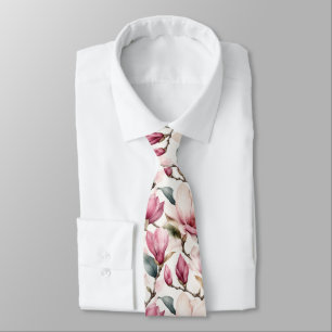 Elegante feminine Wasserfarben-Magnolien Krawatte