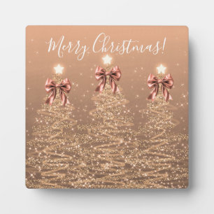 Elegante Ferien-Roségold-Weihnachtsbäume mit Schle Fotoplatte