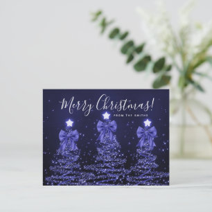 Elegante Ferien-Weihnachtsbäume in Navy mit Schlei Postkarte