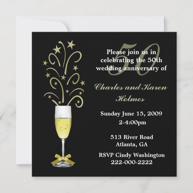 Elegante Feste Einladung zum Hochzeitstag (Vorderseite)