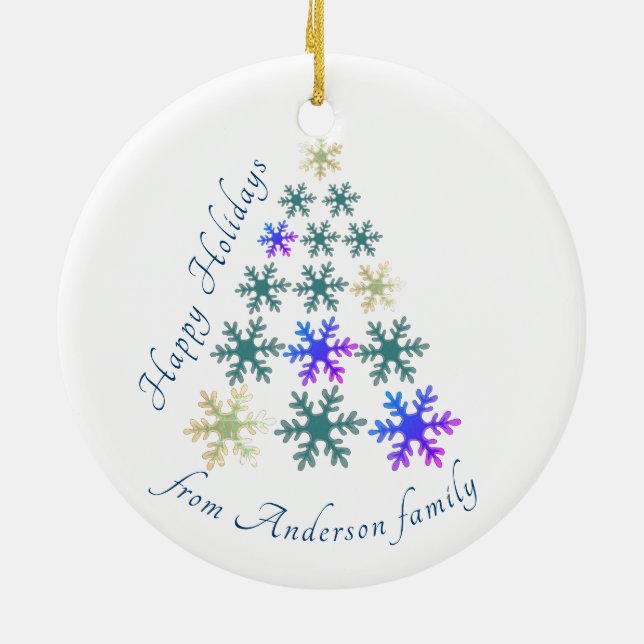 Elegante Festivals Snowflake Weihnachtsfeiertag Keramik Ornament (Hinten)