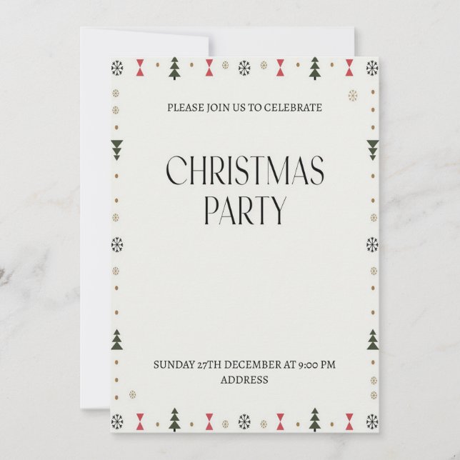 Elegante Festive Happy Weihnachten Party Einladung (Vorderseite)