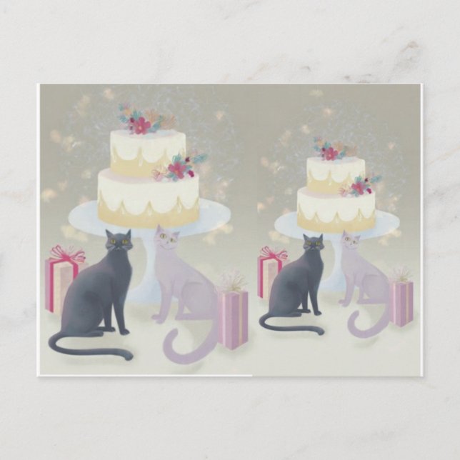 Elegante festliche Katzenfeier Postkarte (Vorderseite)