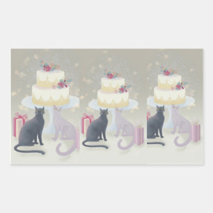 Elegante festliche Katzenfeier Rechteckiger Aufkleber