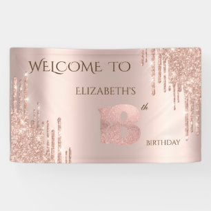 Elegante Festliche Roségold-Tropfen Geburtstag Banner