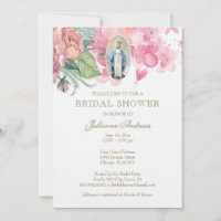 Élégante Fête des mariées catholique Invitation fl