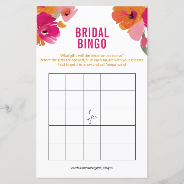 Élégante Fête des mariées de cartes de bingo flora (Devant)
