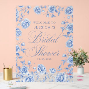 Elégante Fête des mariées Florale Bleue Bienvenue