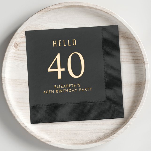 Élégante fête du 40e anniversaire (Elevate your 40th birthday party decor with these chic and elegant foil stamped napkins)