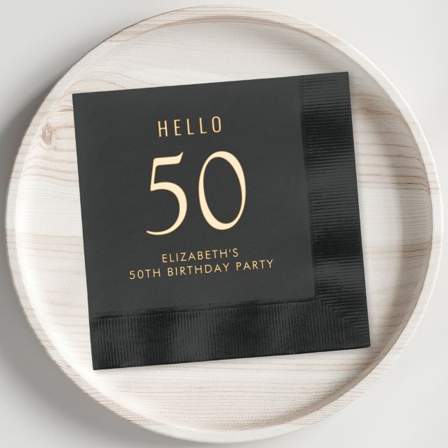 Élégante fête du 50e anniversaire (Elevate your 50th birthday party decor with these chic and elegant foil stamped napkins)