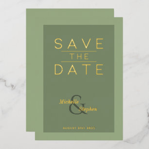 elegante, fett grün Folie Save the Date Karte