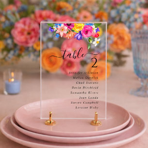 Elegante, fette, bunte Blumenhochzeitssitzordnung Acrylschild