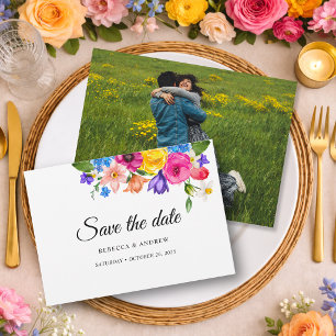 Elegante Fette Farbige Aquarell Blumen Hochzeit Save The Date