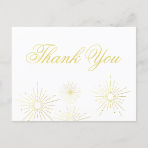 Elegante Feuerwerk-Goldschrift Dankeschön-Postkart Postkarte