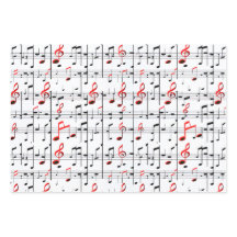 Élégante feuille de musique Rouge, Blanc et Noir
