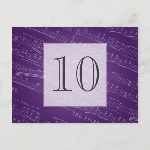 Élégante feuille de numéro de table Musique violet
