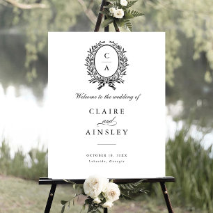 Élégante feuille d'olive Affiche de bienvenue Vint