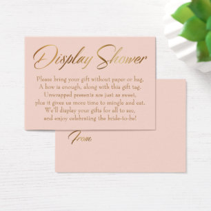 Élégante fiche cadeau or & blush pour douche