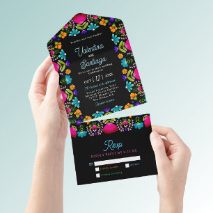 Elegante Fiesta-Hochzeit All In One Einladung