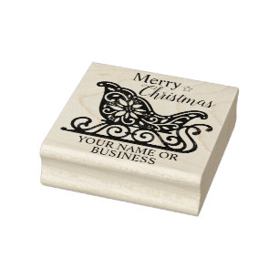 Elegante Filigree Santa Sleigh Personalisierter Na Gummistempel