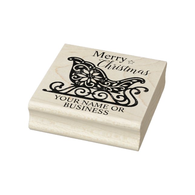 Elegante Filigree Santa Sleigh Personalisierter Na Gummistempel (Stempel)