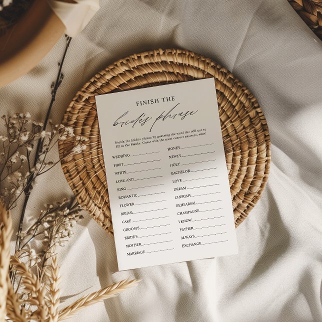 Élégante finit la phrase de la mariée carte de jeu (Créateur téléchargé)