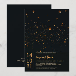 Elegante Fire Sky Lantern Hochzeitseinladung Einladung