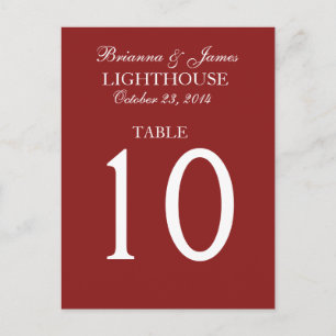 Elegante Firebrick Red Wedding Tischnummer Card
