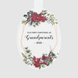 Elegante First Christmas Grandeleltern Foto Floral Ornament