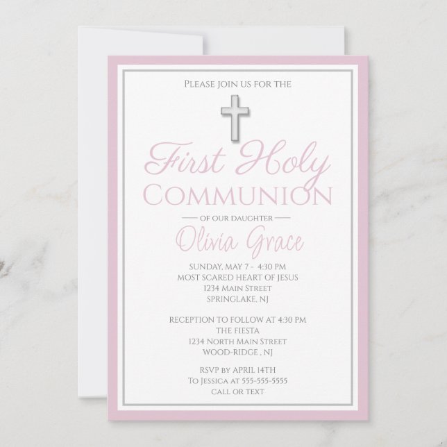 Elegante First Holy Communion Einladungen für Girl (Vorderseite)