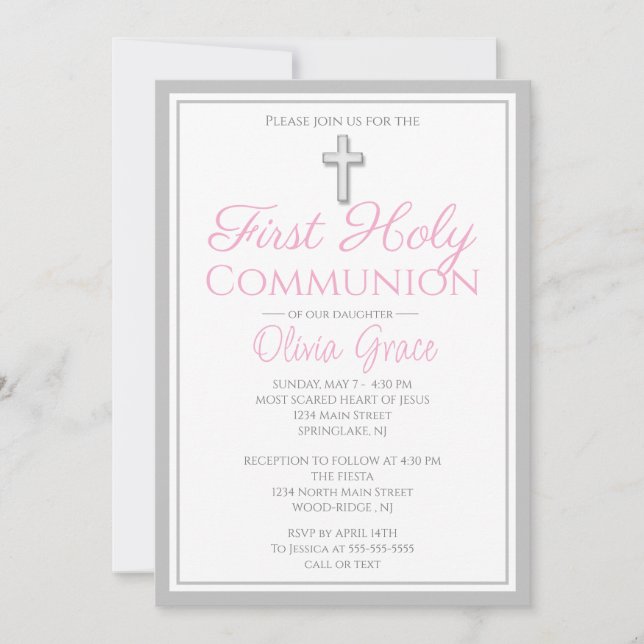 Elegante First Holy Communion Einladungen für Girl (Vorderseite)