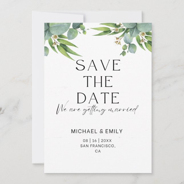 Elegante Flachkarte Save the Date (Vorderseite)