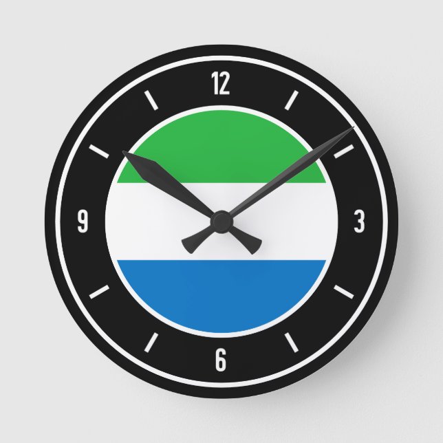 Elegante Flagge von Sierra Leone Runde Wanduhr (Vorderseite)