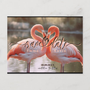 Elegante Flamingo-Liebe Save the Date Vorlage Postkarte