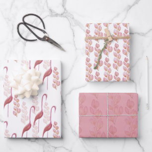 Elegante Flamingos, Gold und Rosa Geschenkpapier Set