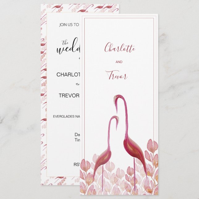 Elegante Flamingos, Gold und Rosa Karte (Vorne/Hinten)