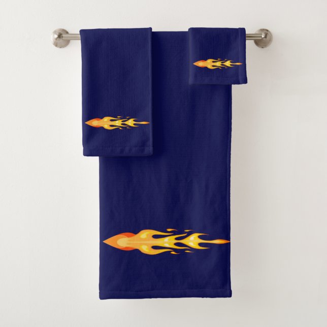 Élégante flamme orange jaune sur bleu marine (En situation)