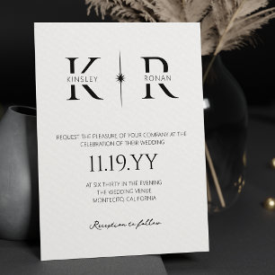 Elegante Flare-Monogramm-Hochzeit Einladung
