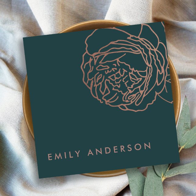 ELEGANTE FLASCHE GREEN BLUSPINK ROSE GOLD FLORAL QUADRATISCHE VISITENKARTE (Von Creator hochgeladen)
