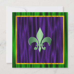 Elegante Fleur de Lis Mardi Gras Hochzeit Einladung