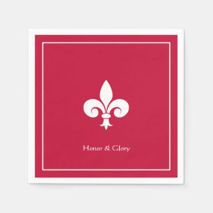 Elegante Fleur-de-lis oder Lily-Blume auf Burgund Serviette