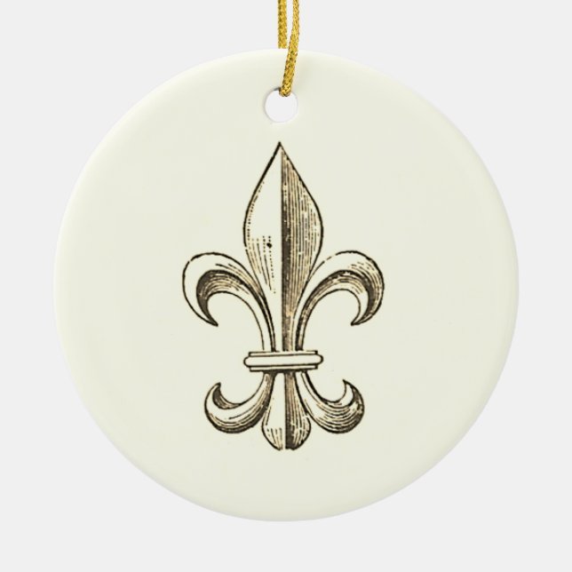 Élégante Fleur de Lis Ornement de Noël (Devant)