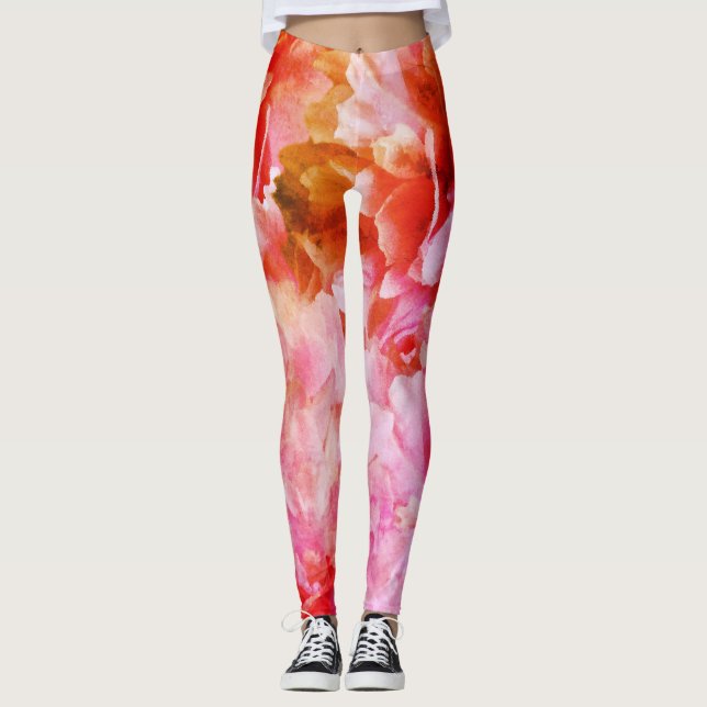 Élégante fleur rose Legging (Devant)