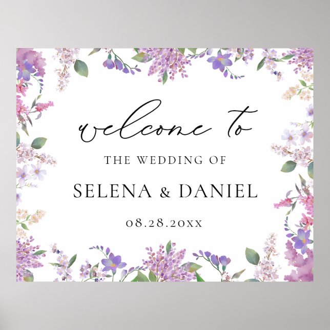 Élégante Fleur sauvage Lavender Mariage Affiche de (Devant)