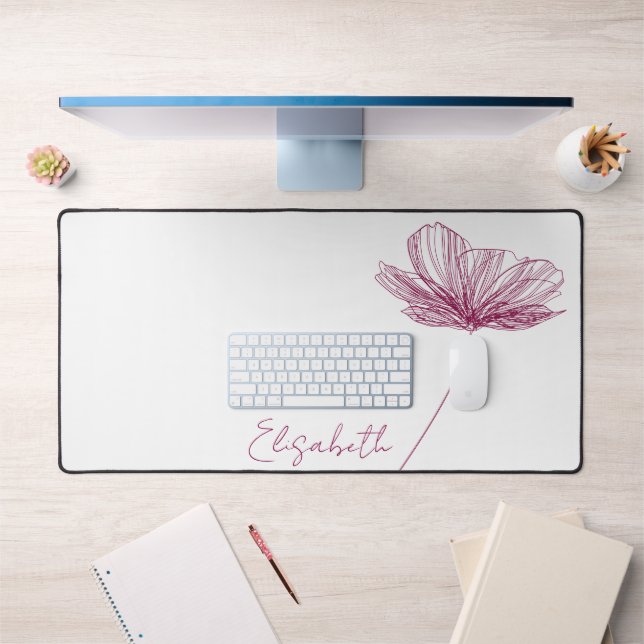Élégante Fleur violette mignonne Boho Girly Blanc  (Bureau 1)
