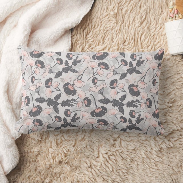 Élégante Fleurs Gris Rose Feminine Jeter Oreiller (Couverture)