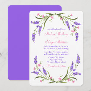 Elegante Flieder-Aquarell-Lila-Floral-Hochzeit Einladung