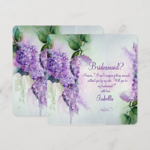 Elegante Flieder-Blumen Brautjungfer-Anfragekarte Einladung