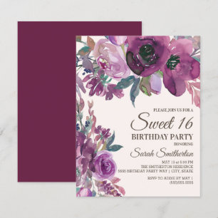 Elegante Flieder-Pflaume-Lila-Blumen-Script Sweet Einladung