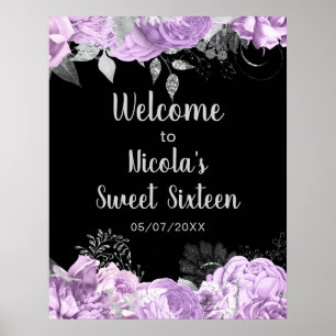 Elegante Flieder- und Silberblumen Sweet Sixteen Poster